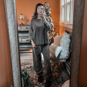 Brown Hot cotton set - Marc ware vintage- faded brown two piece set